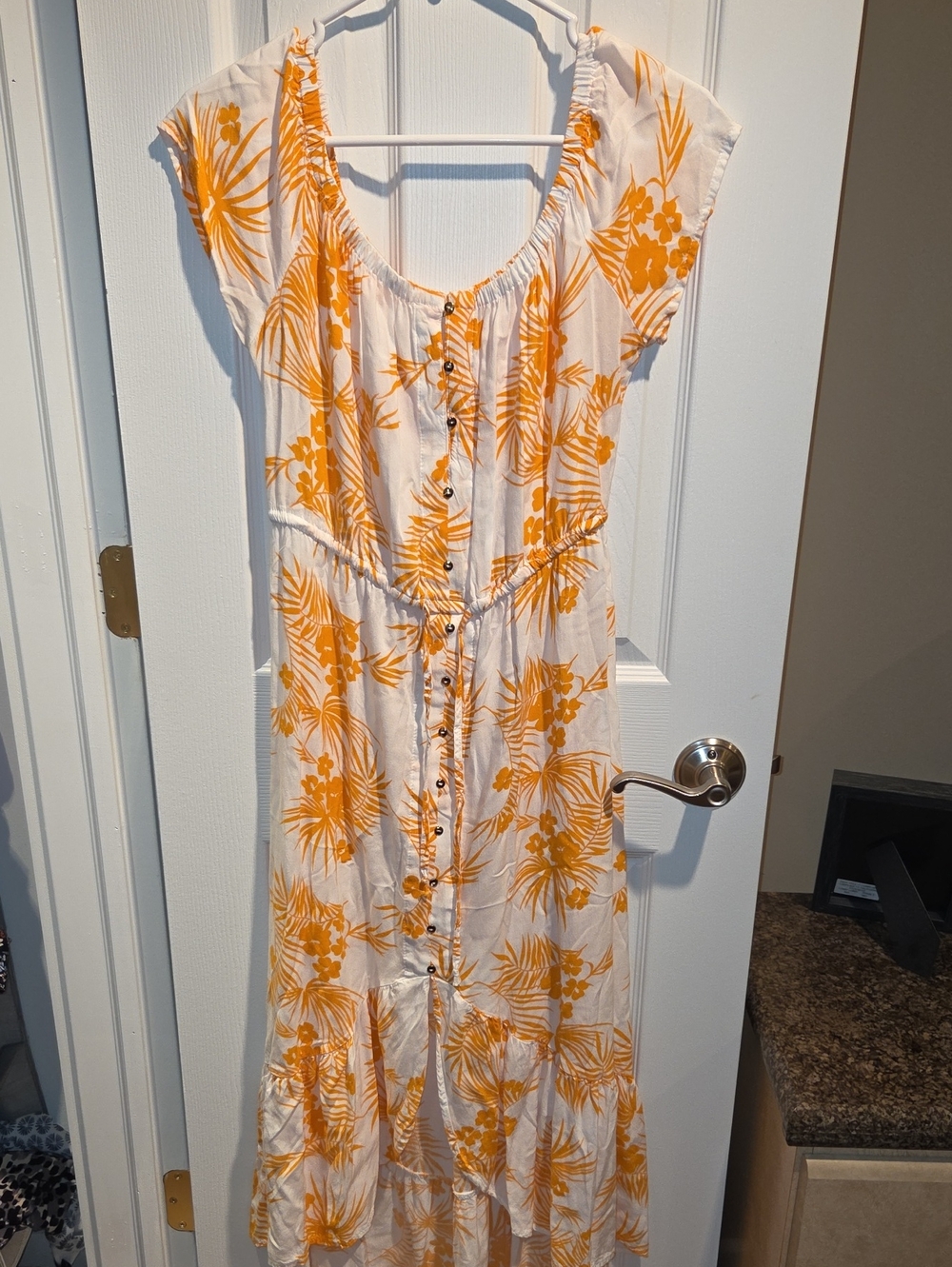 Indigo Rose Yellow And White Hi-Low Dress